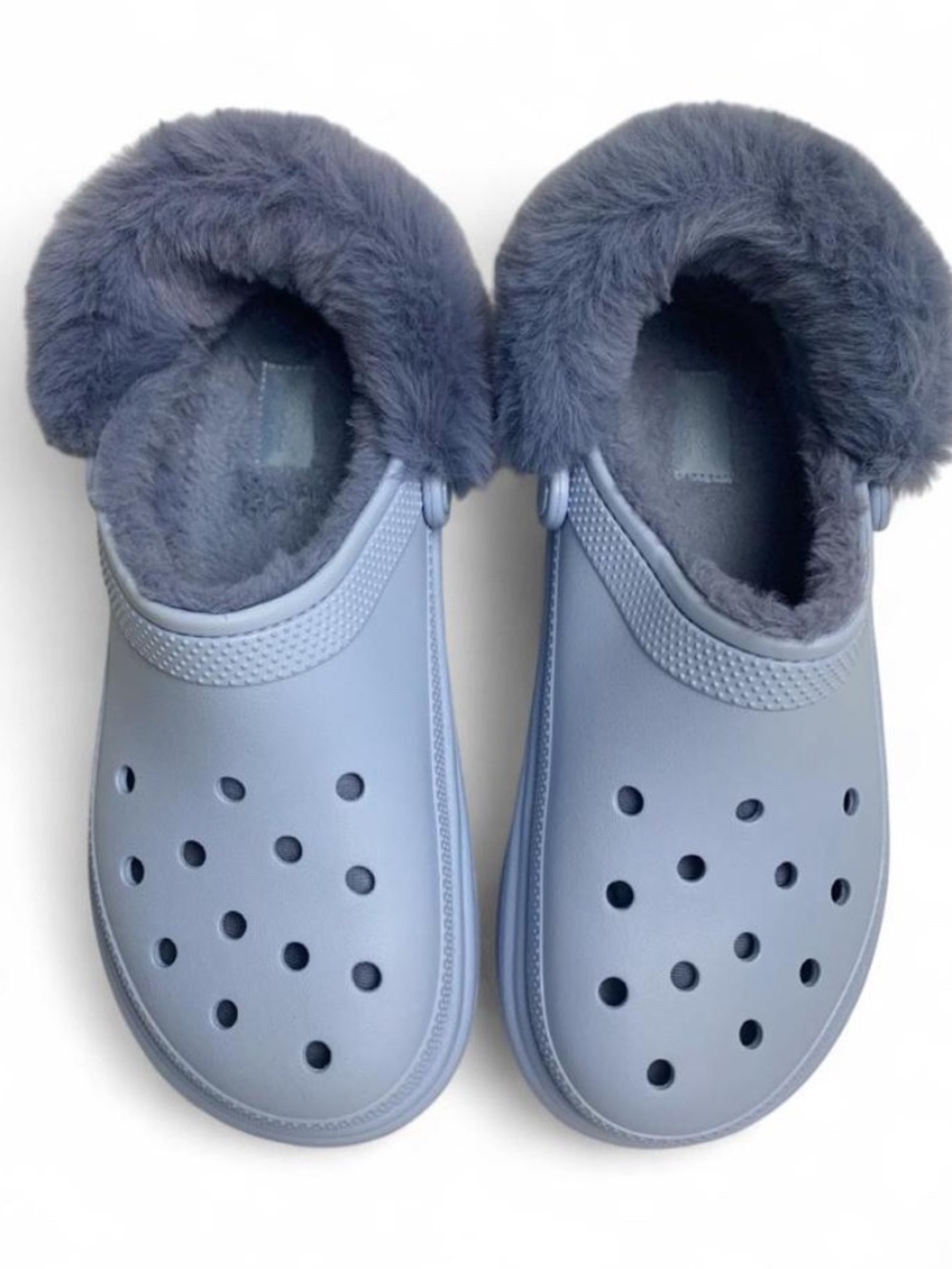 Crocs Classic Platform Lined Clogs Calcite Blue Faux Fur W12/M10